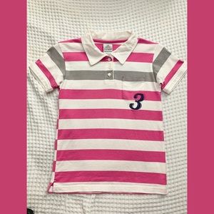 Adidas polo shirt pink striped